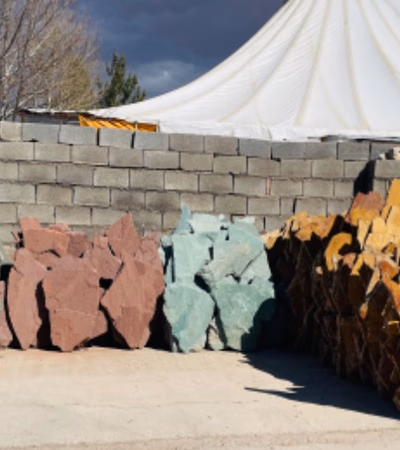 Flagstones (slate) and colored pebbles