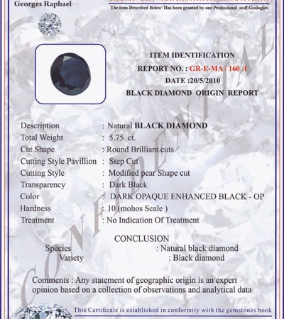 Natural Black Diamond with Certification