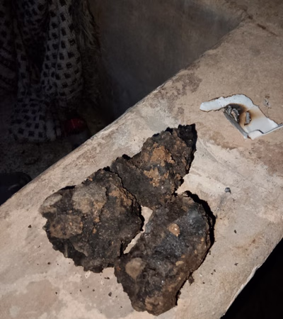 A black stone believed to be meteoritic